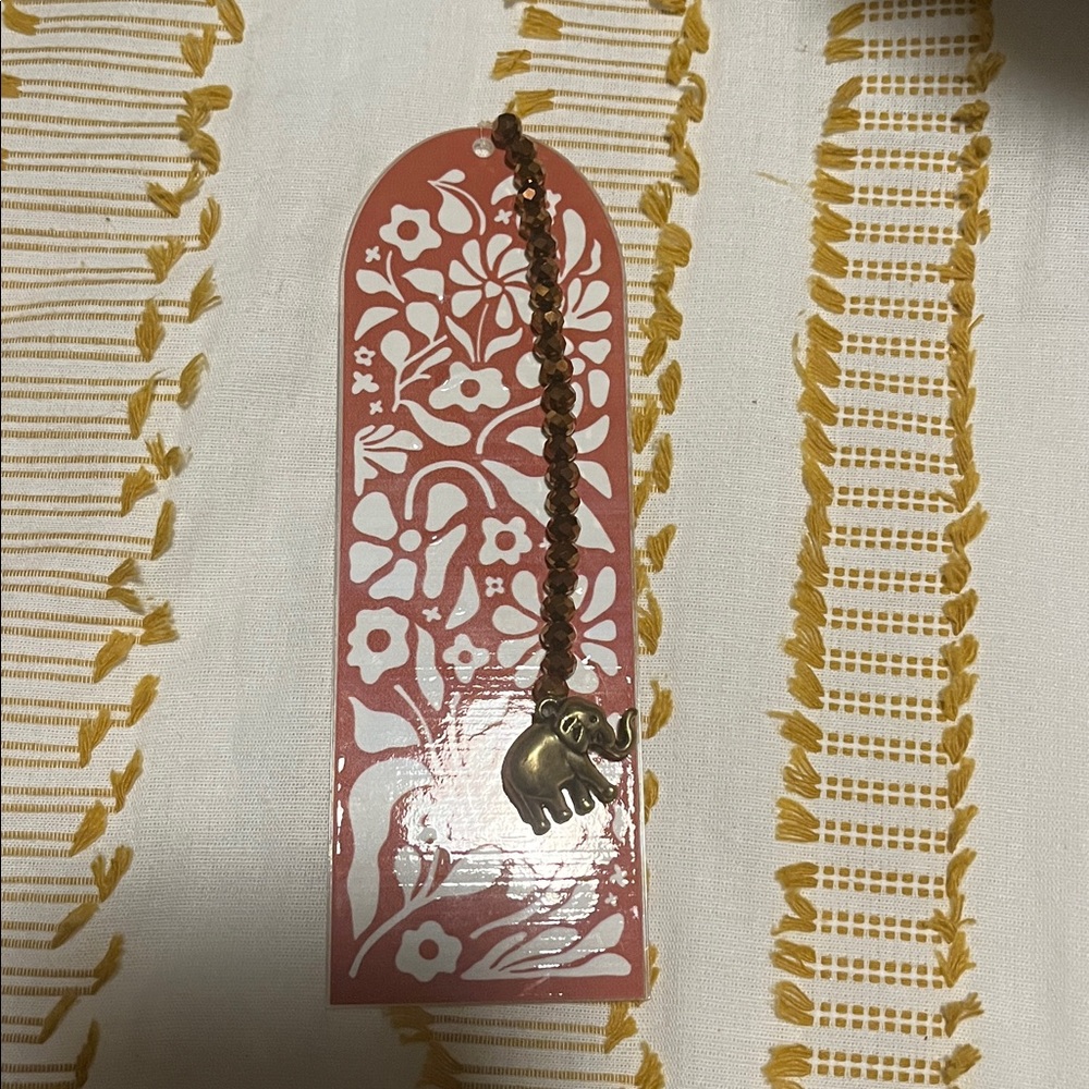 Gold Elephant Pendant on Brown Beaded Bracelet